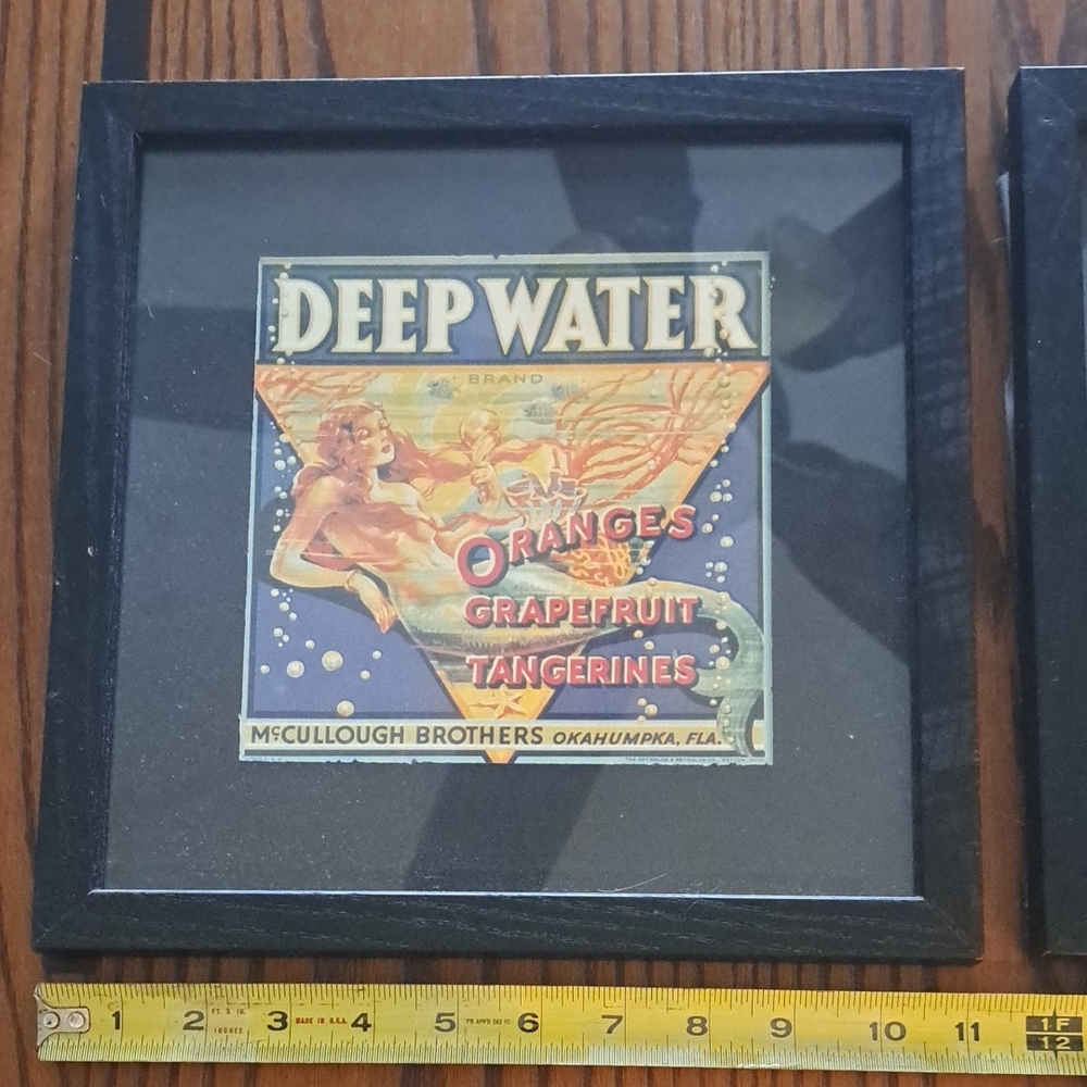 Pair of Framed Vintage Fruit Crate Label Art Reproduction